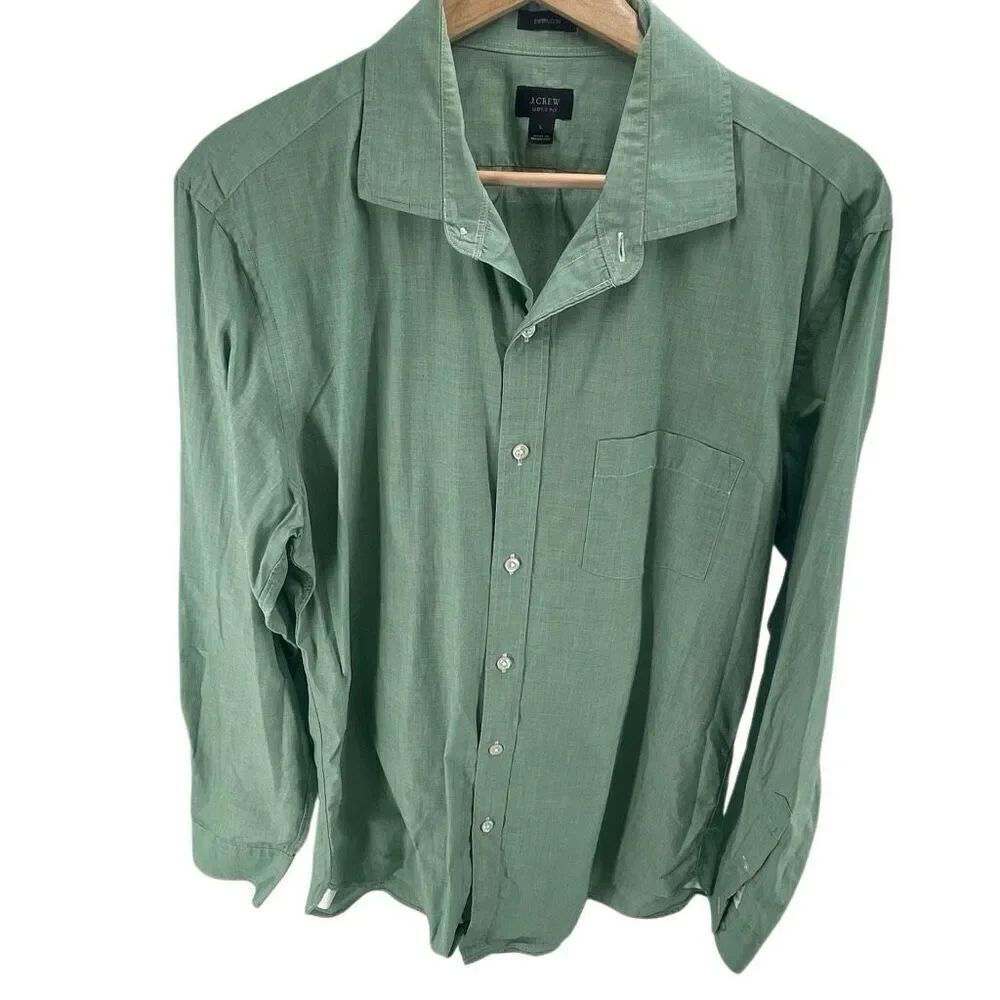J. Crew Men's Ludlow 120s 2-Ply Long Sleeve Button Down Shirt Green Size Large